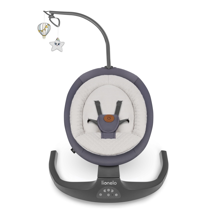 Lionelo - Detské hojdacie lehátko s melódiou RALF 4xAA Grey Graphite + diaľkové ovládanie