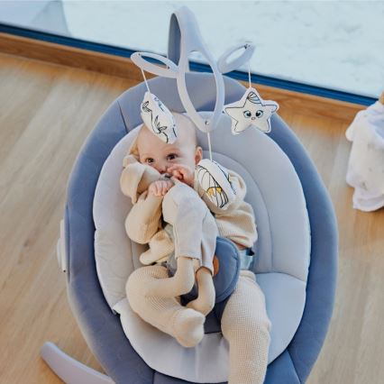 Lionelo - Detské húpacie kresielko s melódiou MELL Grey Stone 4xAA + diaľkové ovládanie