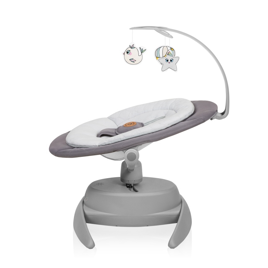 Lionelo - Detské húpacie kresielko s melódiou MELL Grey Stone 4xAA + diaľkové ovládanie