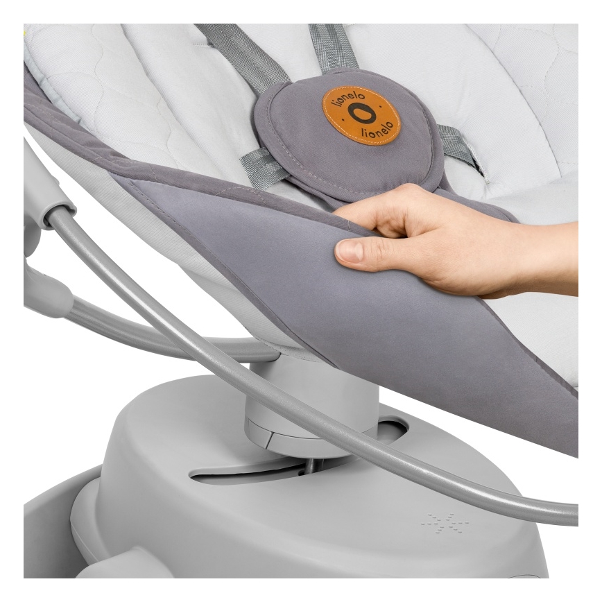 Lionelo - Detské húpacie kresielko s melódiou MELL Grey Stone 4xAA + diaľkové ovládanie