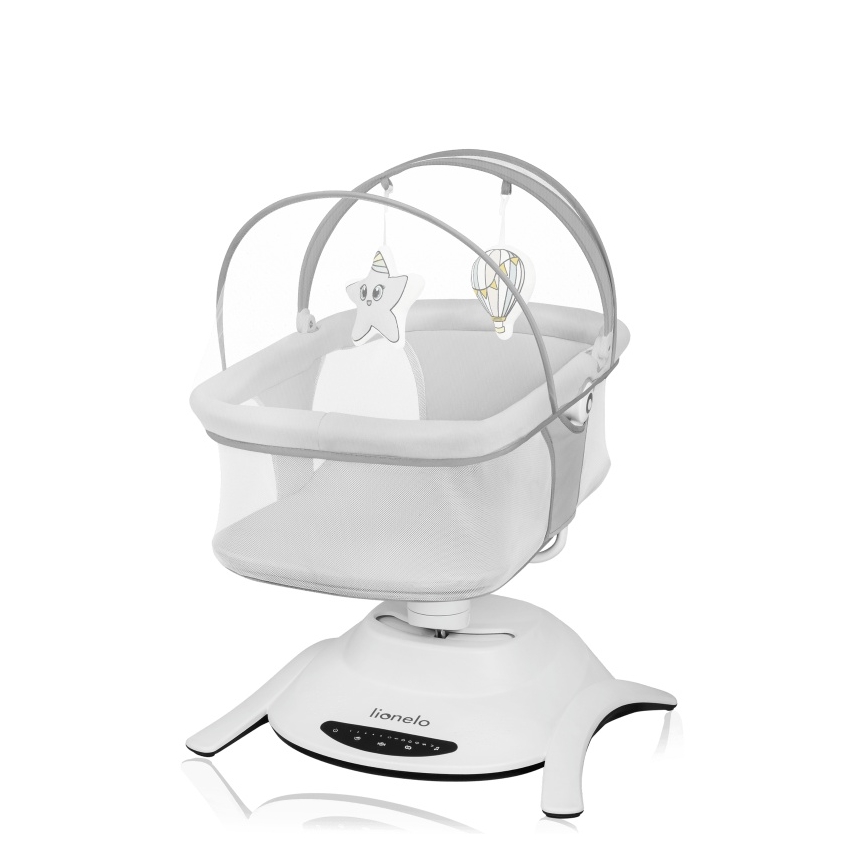 Lionelo - Detská hojdačka s melódiou 2v1 BELLA 4xAA Betónová sivá + diaľkové ovládanie