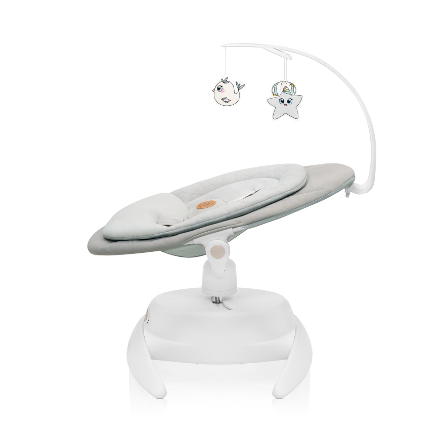 Lionelo - Detské húpacie lehátko s melódiou MELL Beige Sand 4xAA + diaľkové ovládanie
