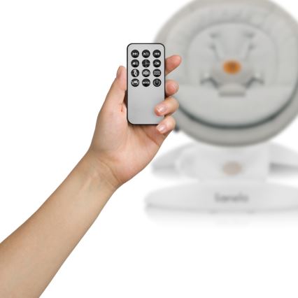 Lionelo - Detské húpacie lehátko s melódiou MELL Beige Sand 4xAA + diaľkové ovládanie