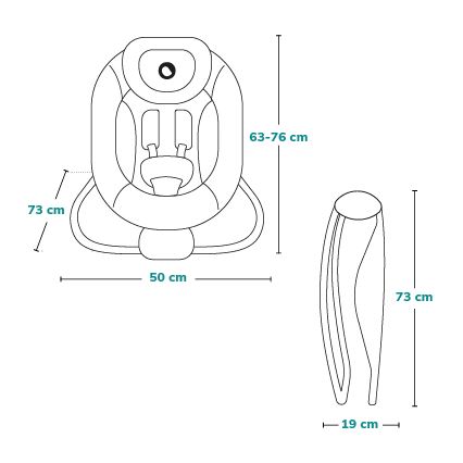 Lionelo - Detské vibrujúce hojdacie lehátko s melódiou PASCAL 2xAA šedá/tyrkysová