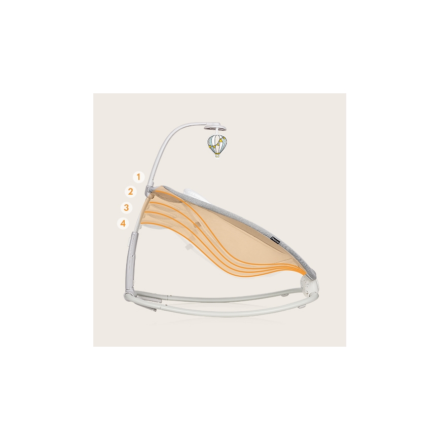 Lionelo - Detské vibrujúce hojdacie lehátko s melódiou PASCAL 2xAA sivé