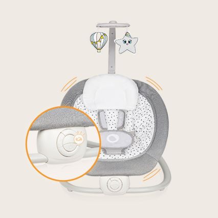 Lionelo - Detské vibrujúce hojdacie lehátko s melódiou PASCAL 2xAA sivé