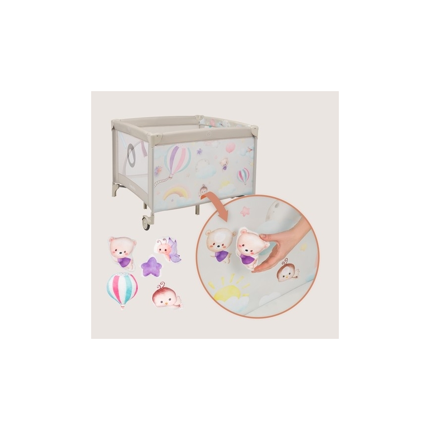 Lionelo - Hracia ohrádka MILLE PLUS Šedá Béžová