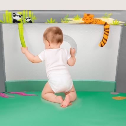 Lionelo - Hracia ohrádka MILLE PLUS sivá a zelená