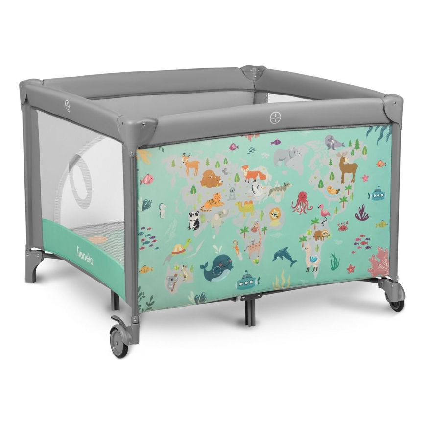 Lionelo - Hracia ohrádka MILLE sivá/zelená