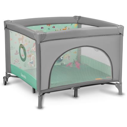 Lionelo - Hracia ohrádka MILLE sivá/zelená