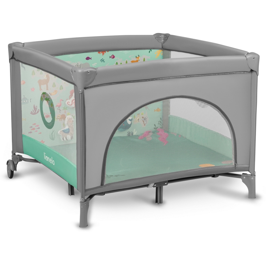Lionelo - Hracia ohrádka MILLE sivá/zelená