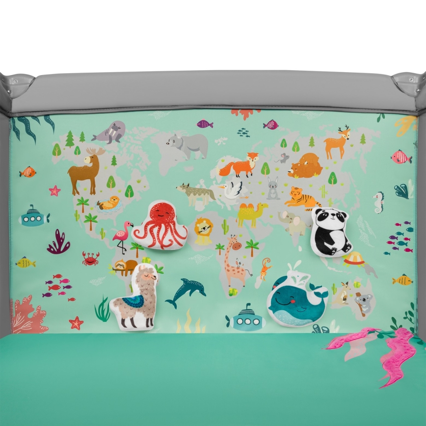 Lionelo - Hracia ohrádka MILLE sivá/zelená