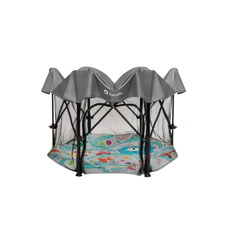 Lionelo - Hracia ohrádka ROEL PLUS Šedá viacfarebná