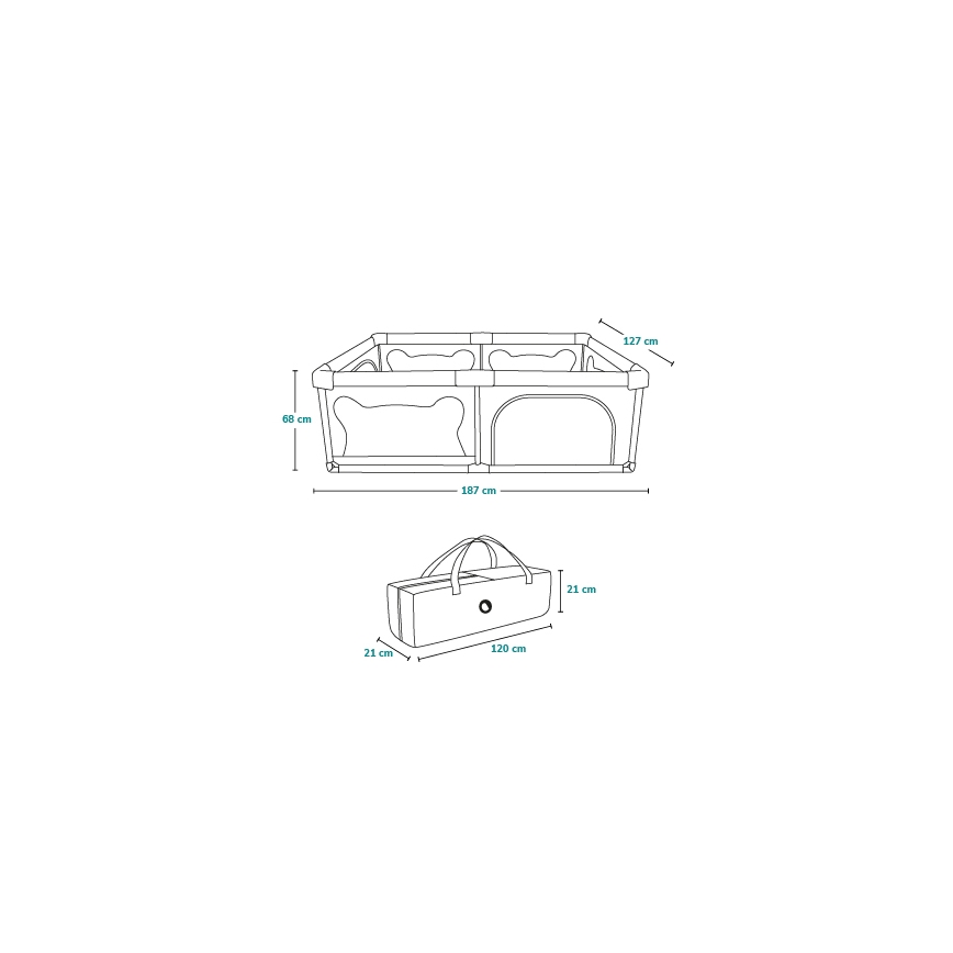 Lionelo - Hracia ohrádka WILLOW sivá