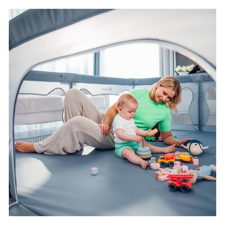 Lionelo - Hracia ohrádka WILLOW XL sivá