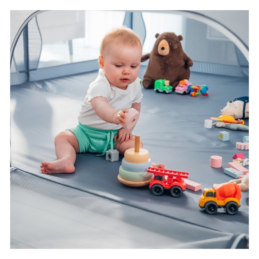 Lionelo - Hracia ohrádka WILLOW XL sivá