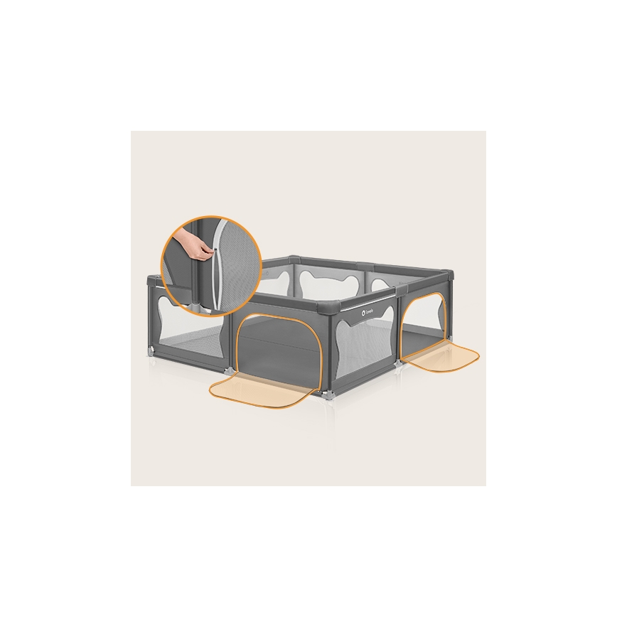 Lionelo - Hracia ohrádka WILLOW XL sivá