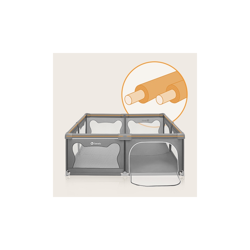 Lionelo - Hracia ohrádka WILLOW XL sivá