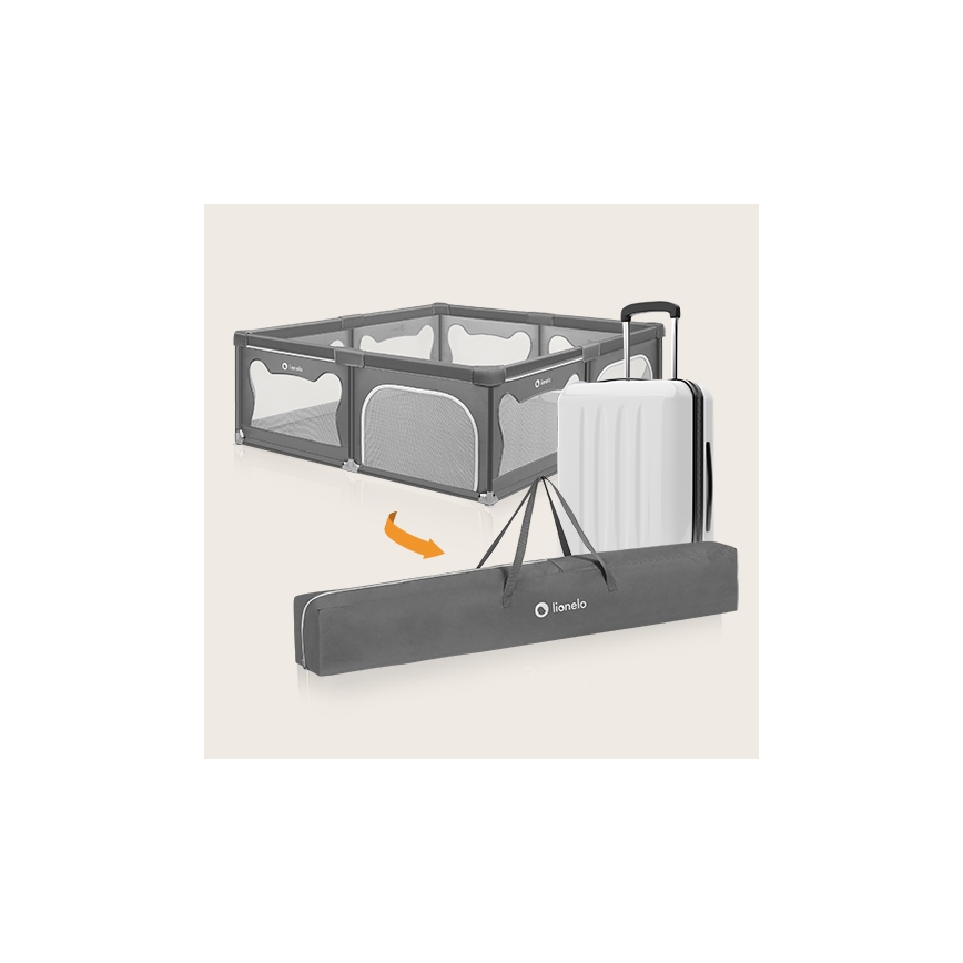 Lionelo - Hracia ohrádka WILLOW XL sivá