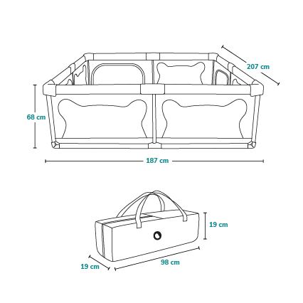 Lionelo - Hracia ohrádka WILLOW XL sivá