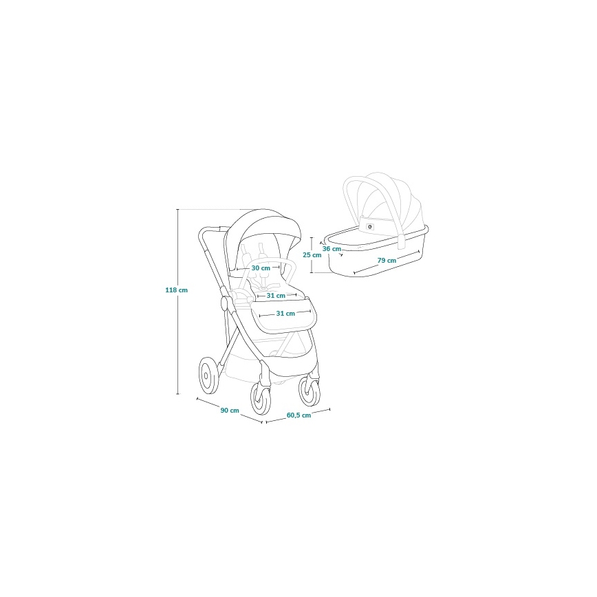 Lionelo - Kombinovaný kočík 2v1 AMBER PLUS Zelený les