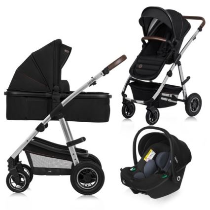 Lionelo - Kombinovaný kočík 3 v 1 AMBER Black Silver