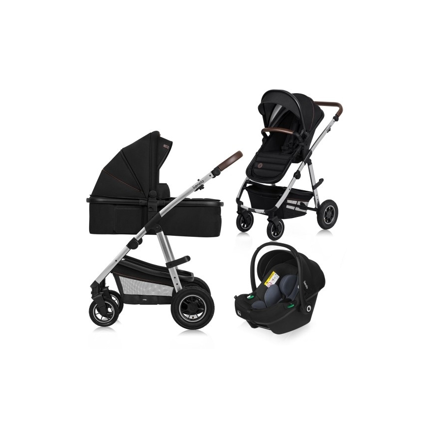 Lionelo - Kombinovaný kočík 3 v 1 AMBER Black Silver
