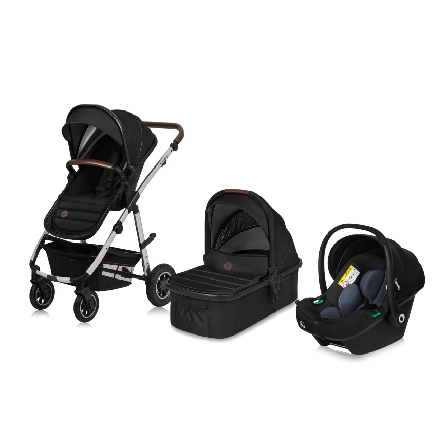 Lionelo - Kombinovaný kočík 3 v 1 AMBER Black Silver