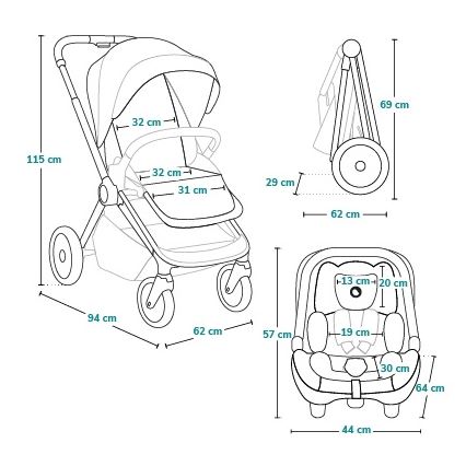 Lionelo - Kombinovaný kočík 3v1 LAYLA Zelený les