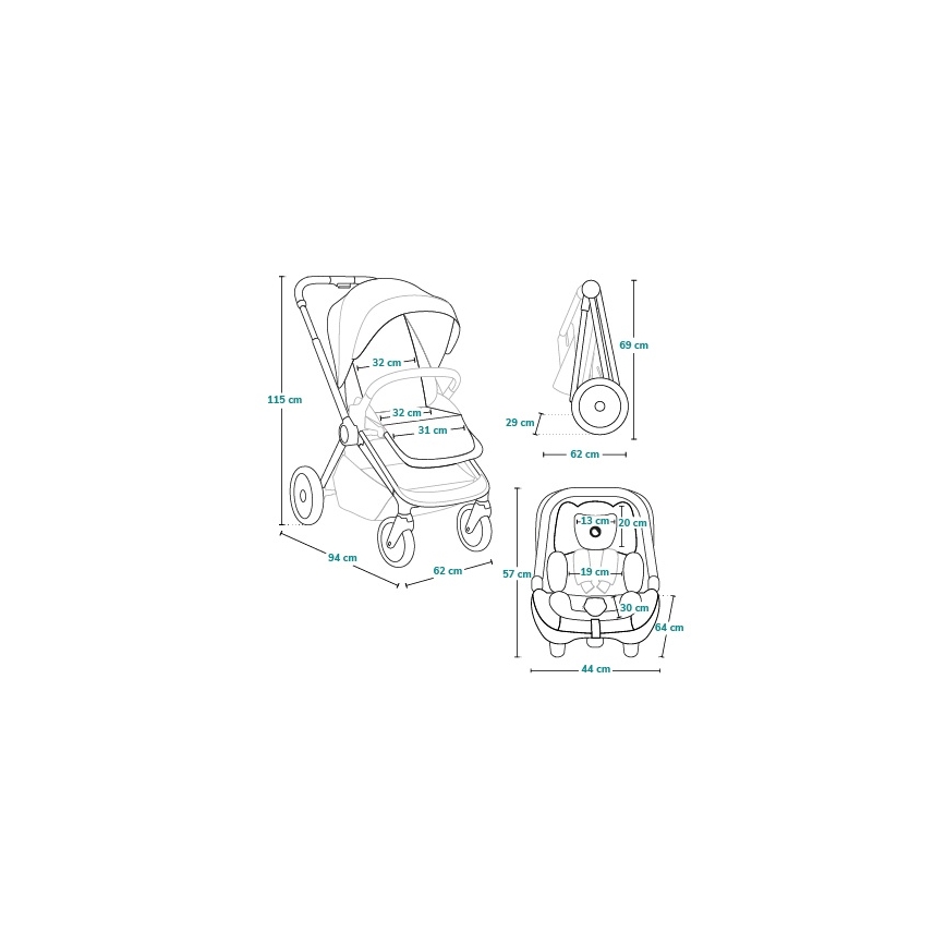 Lionelo - Kombinovaný kočík 3v1 LAYLA Zelený les