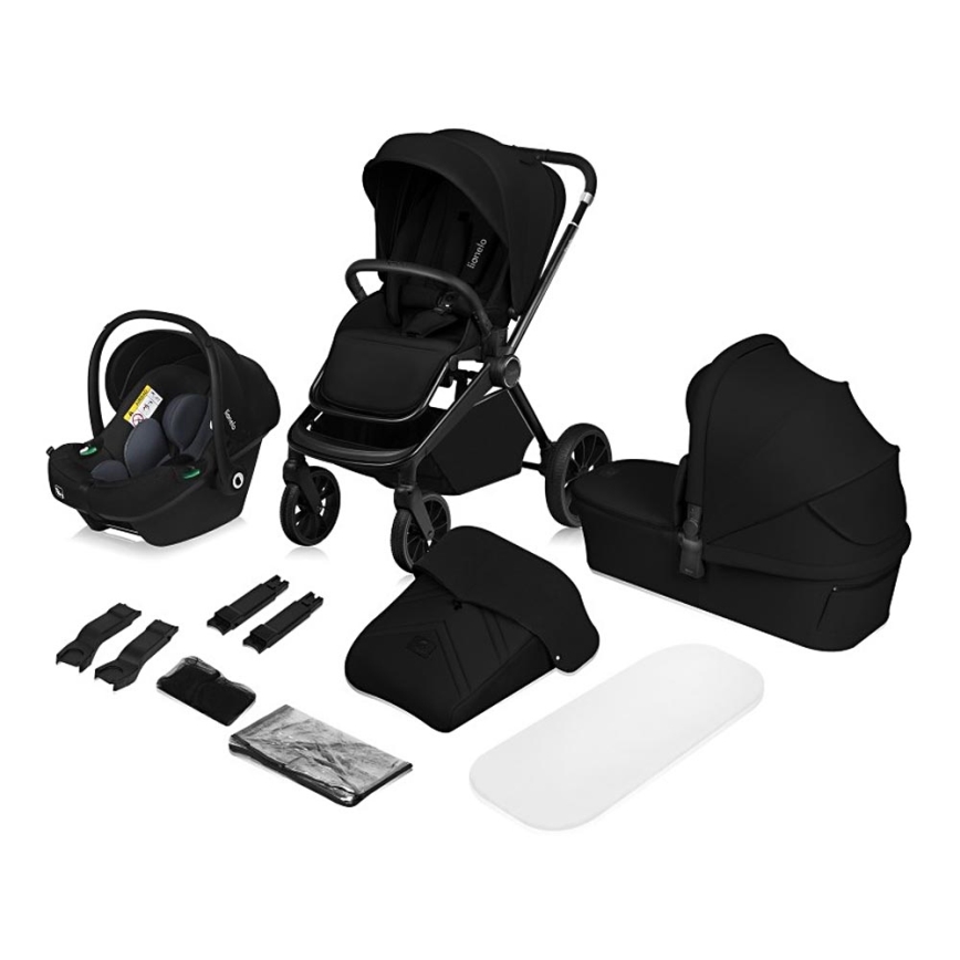 Lionelo - Kombinovaný kočík 3v1 MIKA PLUS Black Onyx