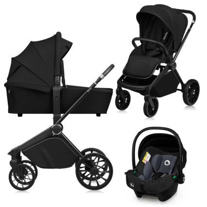 Lionelo - Kombinovaný kočík 3v1 MIKA PLUS Black Onyx