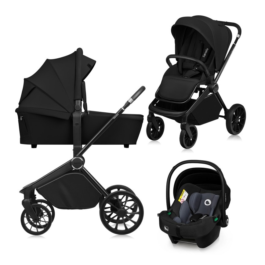 Lionelo - Kombinovaný kočík 3v1 MIKA PLUS Black Onyx