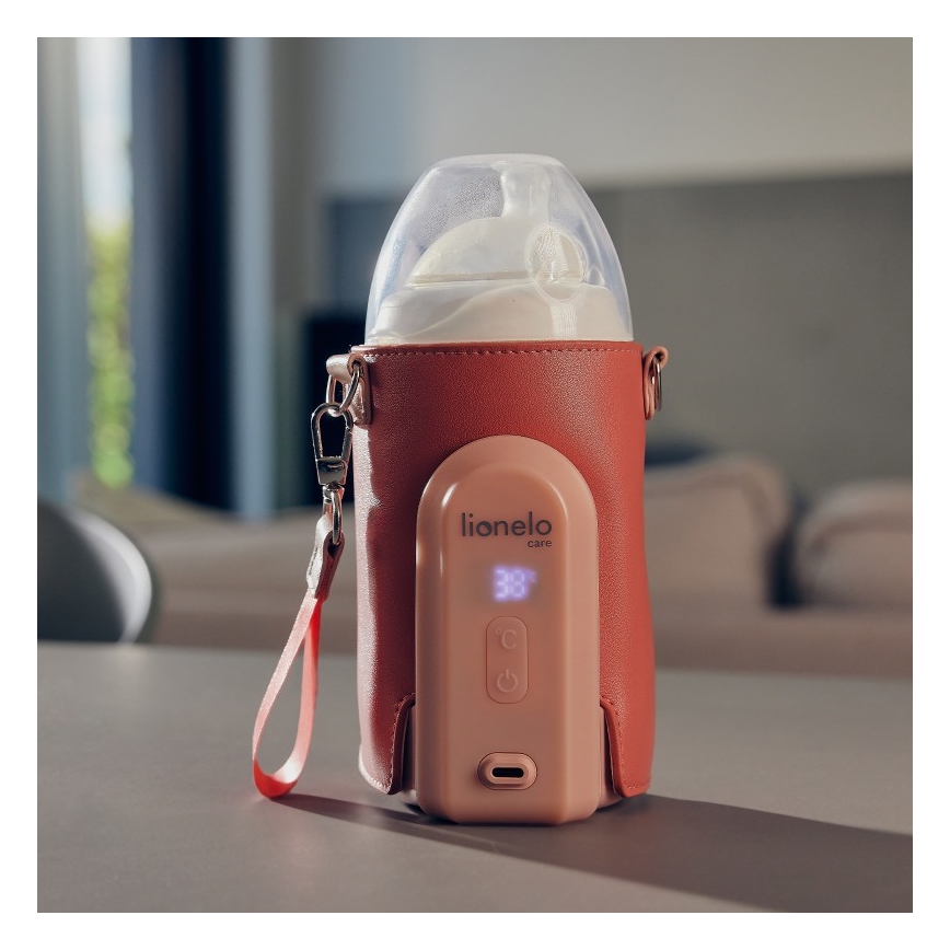 Lionelo - Nabíjací ohrievač fľašiek THERMUP GO EVO 18W/5V ružová