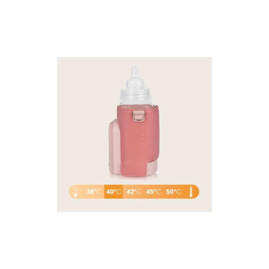 Lionelo - Nabíjací ohrievač fľašiek THERMUP GO EVO 18W/5V ružová