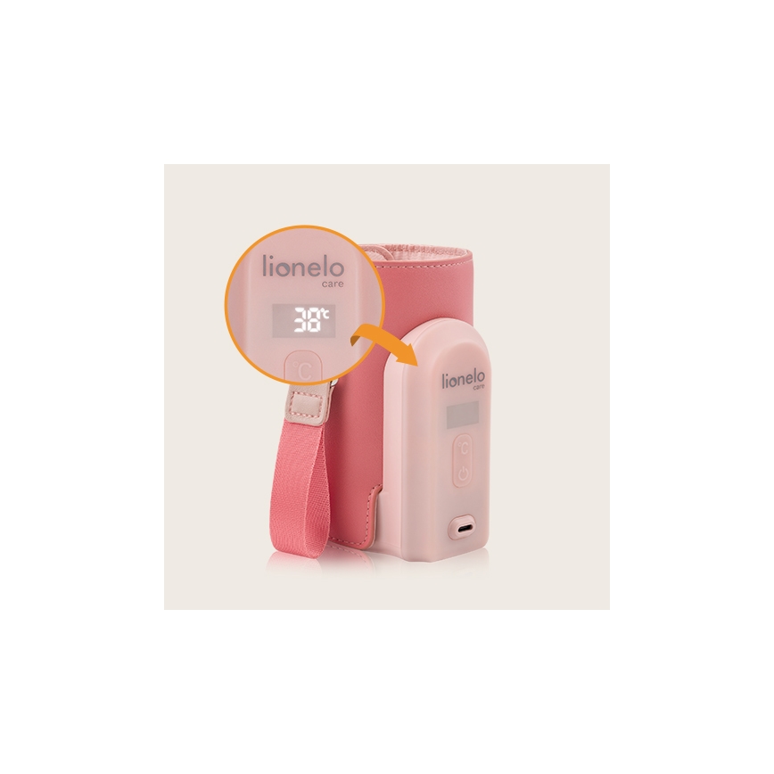 Lionelo - Nabíjací ohrievač fľašiek THERMUP GO EVO 18W/5V ružová