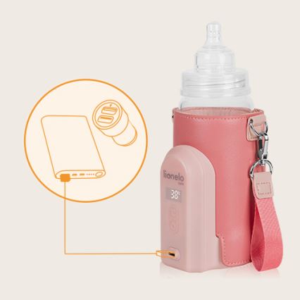 Lionelo - Nabíjací ohrievač fľašiek THERMUP GO EVO 18W/5V ružová