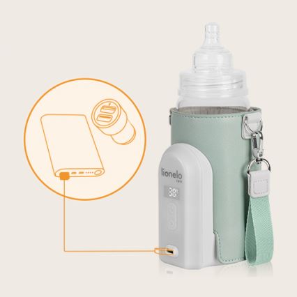 Lionelo - Nabíjací ohrievač fľašiek THERMUP GO EVO 18W/5V zelená/biela