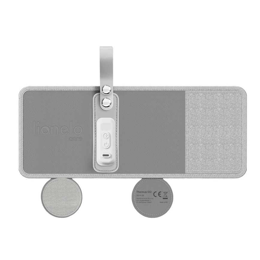 Lionelo - Nabíjací ohrievač fliaš THERMUP GO 18W/5V Grey Silver