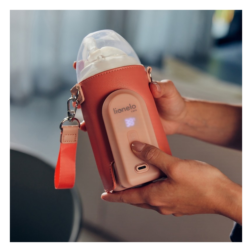 Lionelo - Nabíjací ohrievač fliaš THERMUP GO EVO 18W/5V ružový