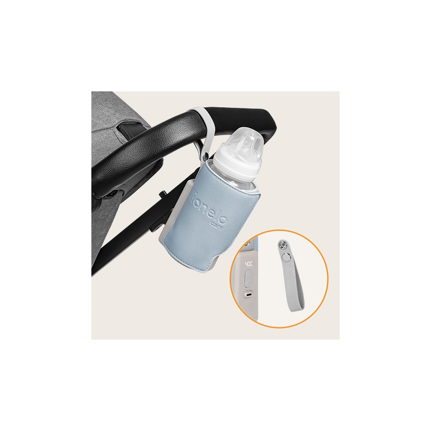 Lionelo - Nabíjací ohrievač fliaš THERMUP GO PLUS 10W/5V modrá/šedá