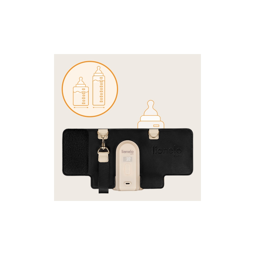 Lionelo - Nabíjateľný ohrievač fliaš THERMUP GO EVO 18W/5V čierna/béžová