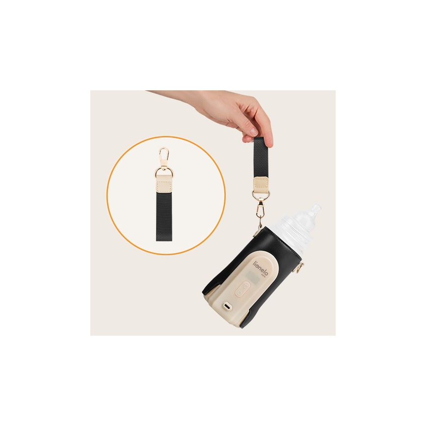 Lionelo - Nabíjateľný ohrievač fliaš THERMUP GO EVO 18W/5V čierna/béžová