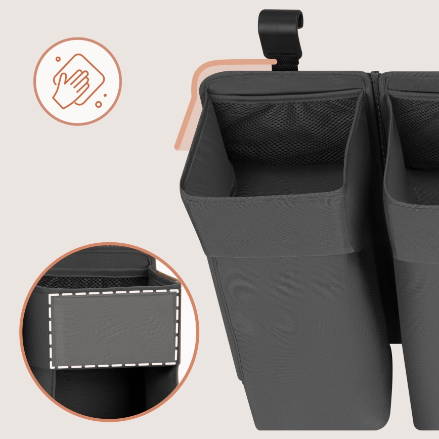 Lionelo - Organizér na postieľku 3 v 1 SIDEPOCKET Sivý