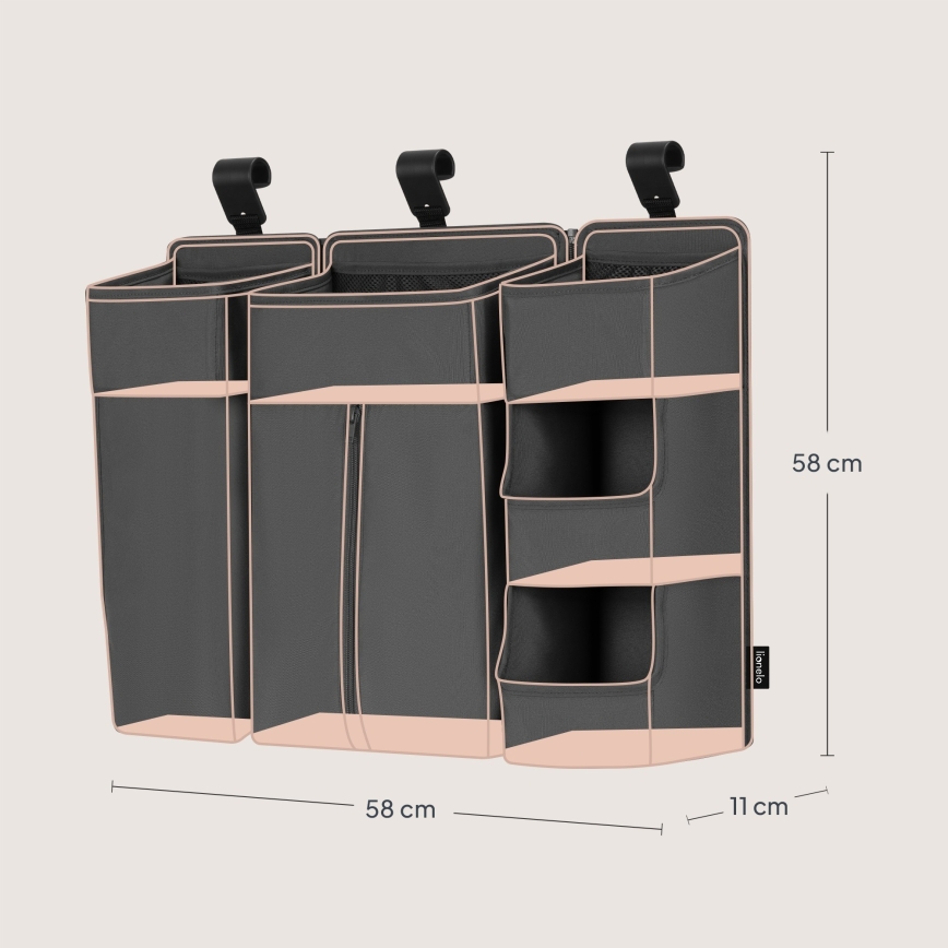 Lionelo - Organizér na postieľku 3 v 1 SIDEPOCKET Sivý