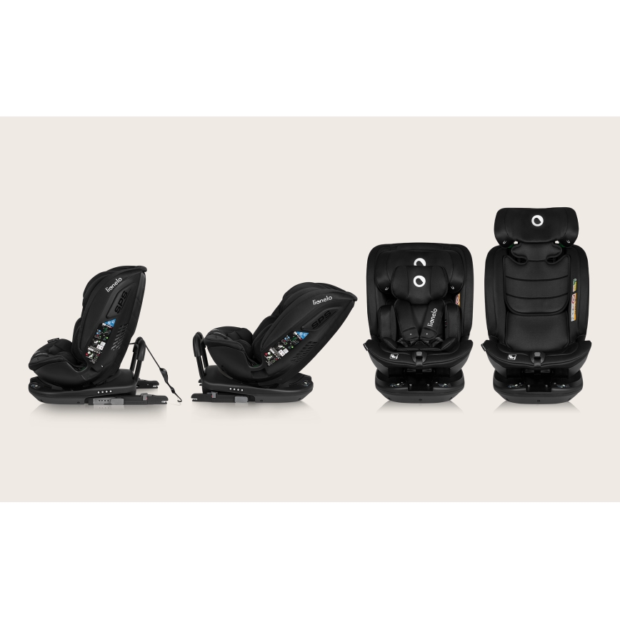 Lionelo - Otočná autosedačka s bázou BASTIAAN i-Size 40-150 cm Black Carbon