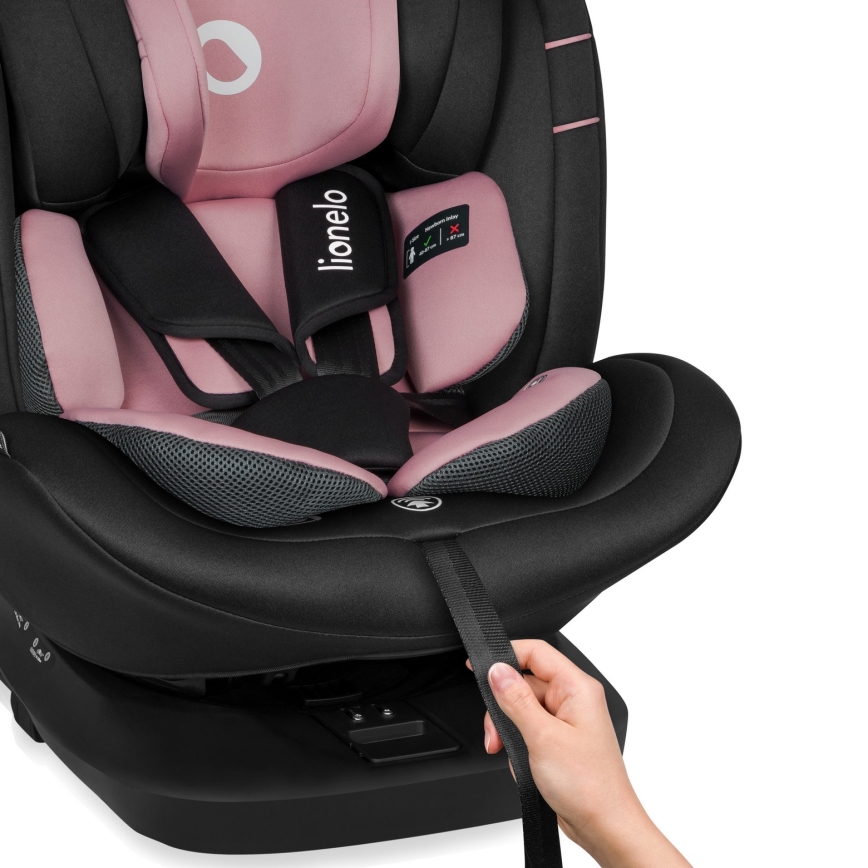 Lionelo - otočná autosedačka s bázou BASTIAAN i-Size 40-150 cm Pink Rose
