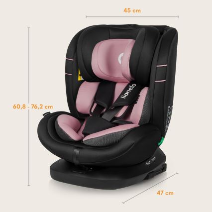 Lionelo - otočná autosedačka s bázou BASTIAAN i-Size 40-150 cm Pink Rose