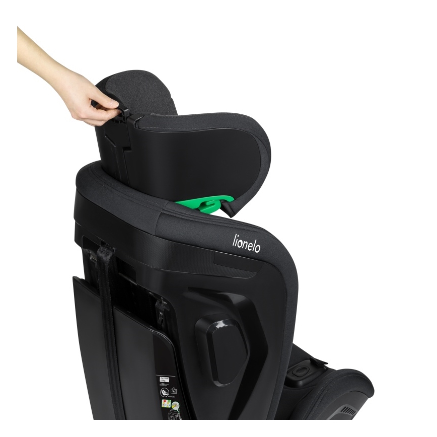 Lionelo - otočná autosedačka s bázou HARPER i-Size 76-150 cm Black Carbon