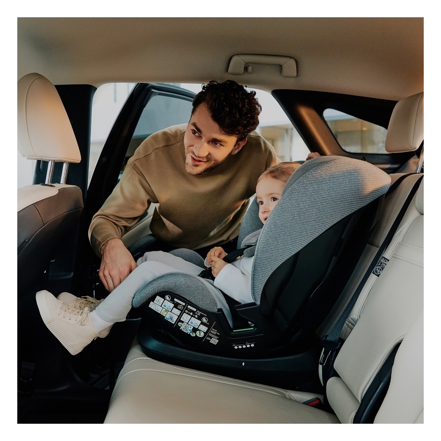 Lionelo - Otočná autosedačka so základňou LAVENDER i-Size 76-150 cm Grey Stone